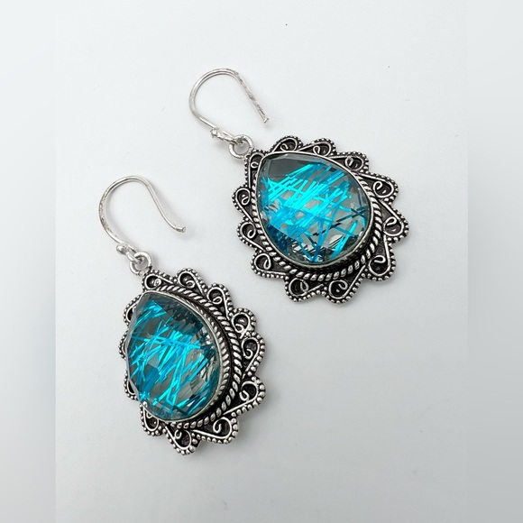 BLUE RUTILE EARRINGS - Picture 11 of 15